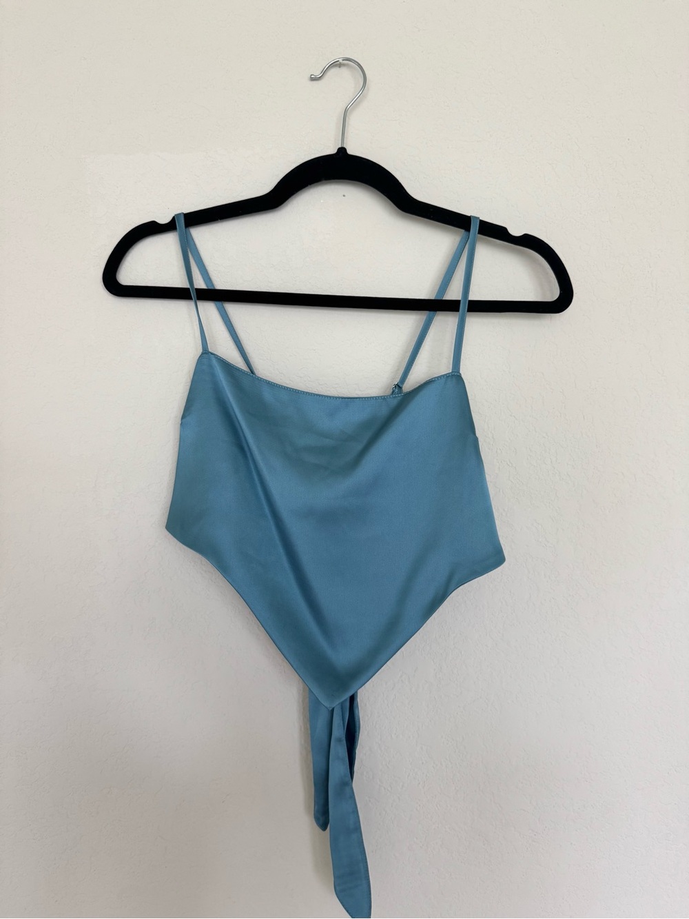 Forever 21 Dusty Blue Satin Scarf Top